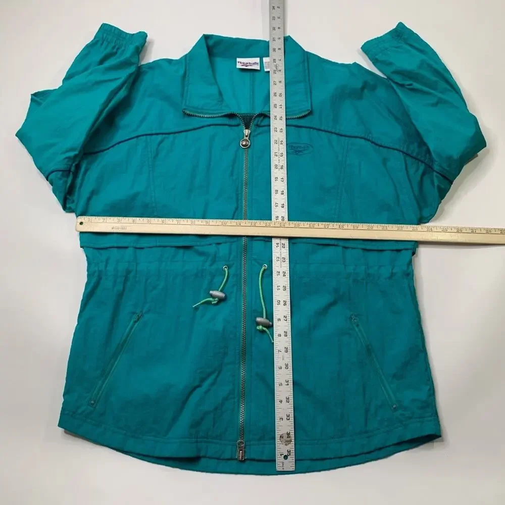 Vintage Reebok Jacket Mens M‎ Medium Teal Nylon Full Zip Windbreaker Vented 90s